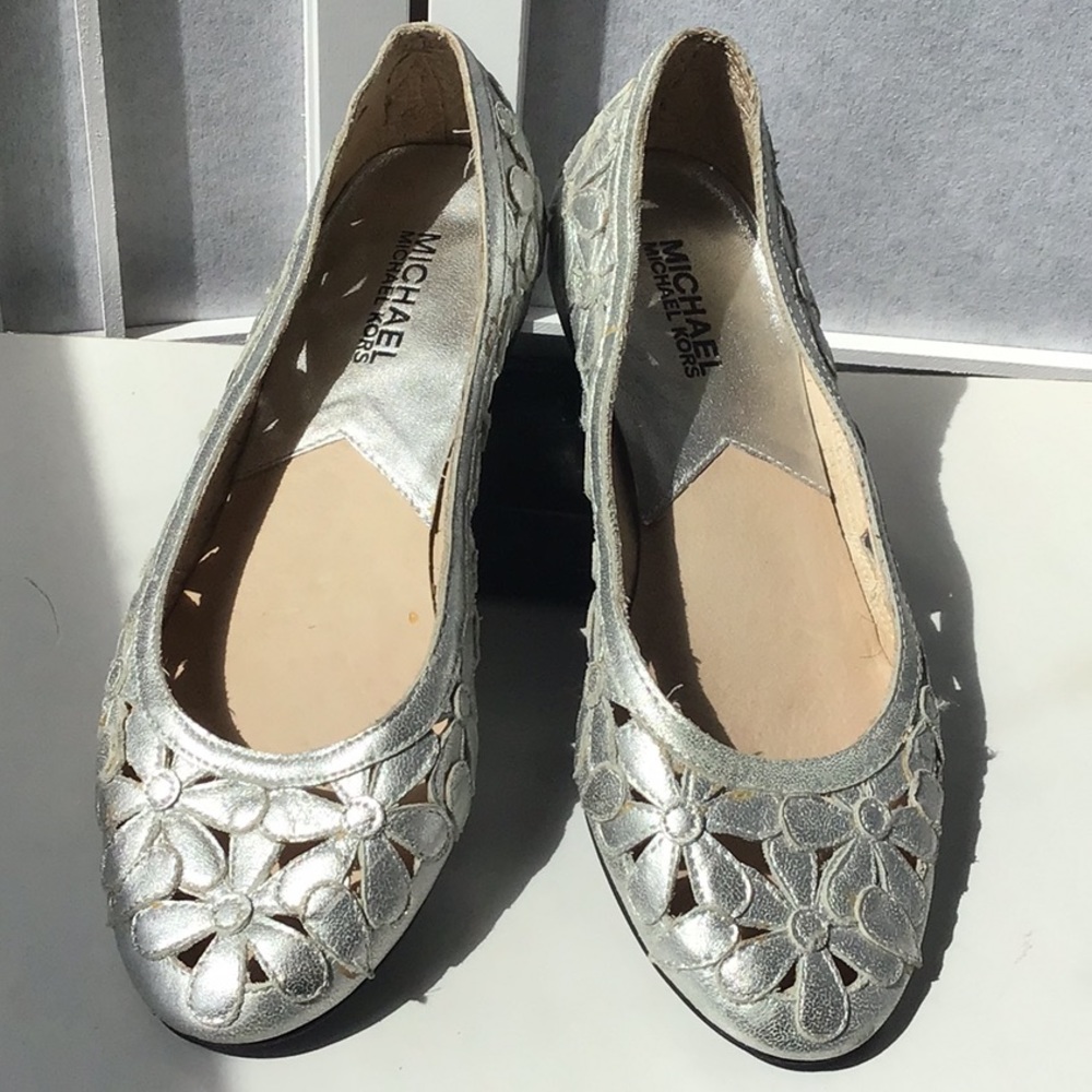 Michael Kors Silver Ballet Flats